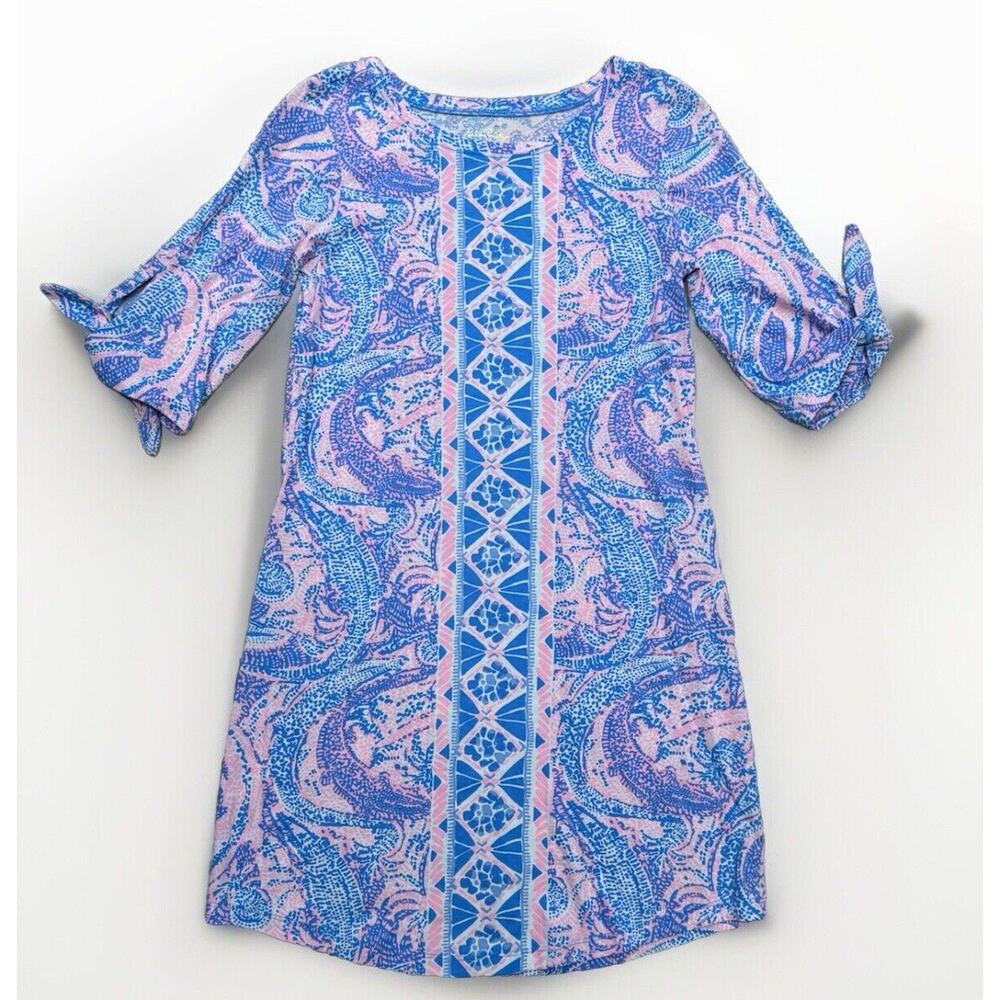 Lilly Pulitzer Size XS Preston A-Line Dress Gator Geometric 100% Pima Cotton